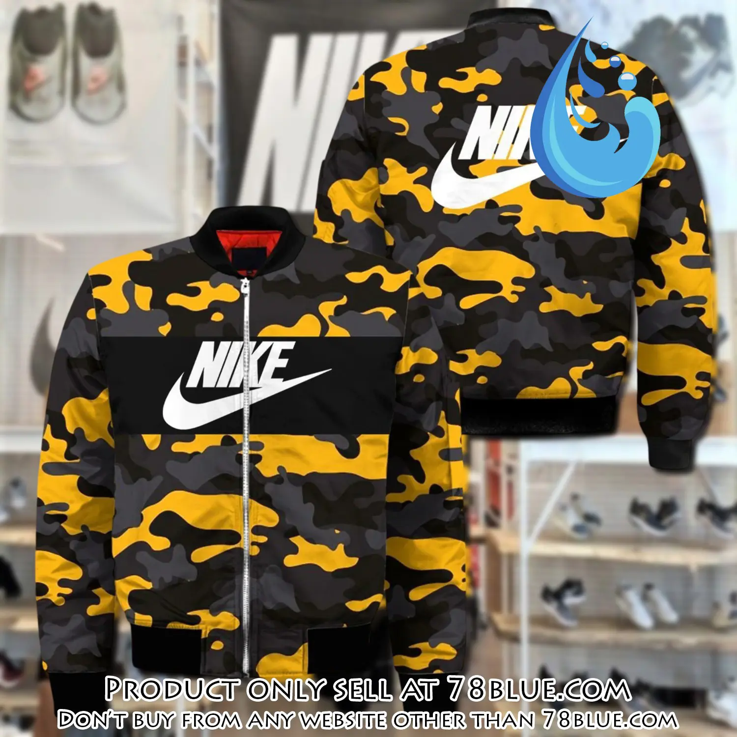Nike yellow camo luxury brand premium bomber jacket clothing outfit for men women 78b5741820